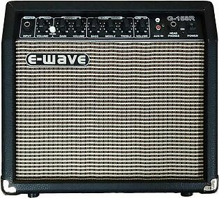 The E-Wave G-158R Guitar Combo Amp has the features that make it a superior practice or backstage warmup amp: great tone, 2 channels including normal and drive, spring reverb, 3-Band Equalizer, a headphone jack, and an auxiliary input for CD, tape, or drum machine.