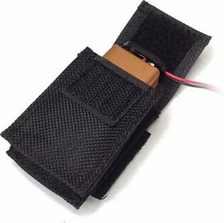 Fabric pouch for 9v battery, Velcro fastening. To easily install a 9-volt battery in an instrument without drilling ...