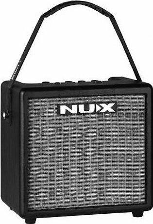 NUX Mighty 8 BT 8 watt portable guitar amplifier have all the features you need to rock on the streets! Instrument and microphone inputs, effects, Bluetooth connection for broadcasting your music to play along or you can use 1/8-inch aux input. And you can download the free mobile application to reach more exclusive features.