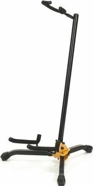 The HERCULES Guitar Stand GS405B features a shock-absorbing system. Both the yoke and cradle are flexible and secure to fully protect the instrument.