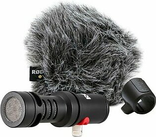 iOS Cardioid Condenser Microphone with 20Hz-20kHz Pickup, Lightning Port, Mounting Clip, and Wind Shield