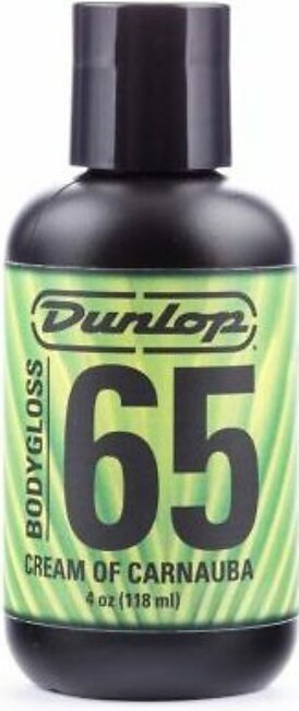 Dunlop Bodygloss 65 Cream of Carnauba Wax uses the highest grade carnauba wax in a proprietary formula. Polishes and beautifies your musical instruments, while hiding and sealing small cracks. Leaves a moisture and stain resistant barrier. Dunlop delivers Bodygloss 65 Cream of Carnauyba Was in a handy 4 oz. snap cap dispenser.
