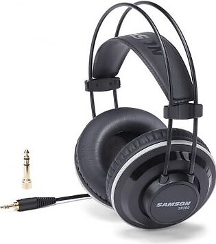 Over-ear, Closed-back Headphones with 50mm Neodymium Drivers, Self-adjusting Headband, Velour and Protein Leather Earpads, and 1/8"-1/4" Adapter