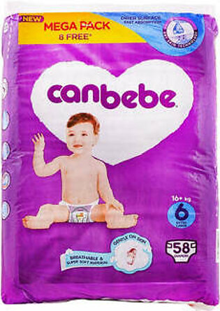 Canbebe Baby Diaper Extra Large-6, 16+ kg, Mega Pack 58-Pack