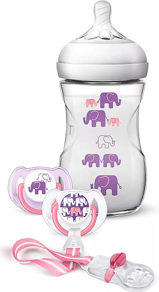 Philips Avent - Natural 260Ml Elephant Design Gift Set.