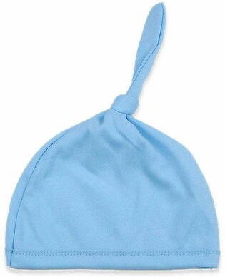 Baby Cap Plain Blue With Knot