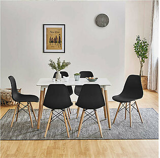 DWS 6 Chairs Rectangular Dining Table Set ( Black Chairs...
