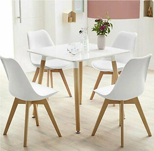 Tulip Padded White Dining Set ( White Colour Chairs &...