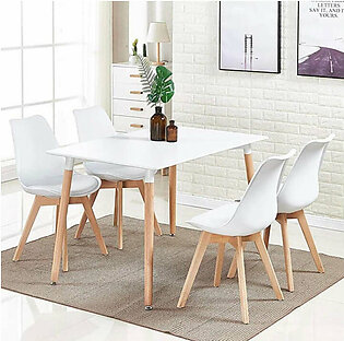 Tulip Padded Dining Set ( White Colour Chairs & White...