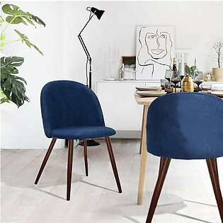 Ross Velvet Chair with Dark Wood Texture Legs (Blue)