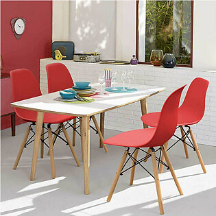 DWS 4 Chair Rectangular Dining Table Set ( Red Chairs...