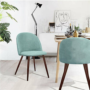Ross Velvet Chair with Dark Wood Texture Legs (Light Green)