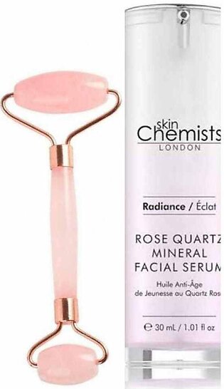 Skin Chemists Rose Quartz Mineral Facial Serum and Rose Quartz Jade Roller