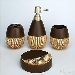 Chocolate Honey Comb (By MontBeau France) – Set of 4 Pieces – Bathroom Accessories Set