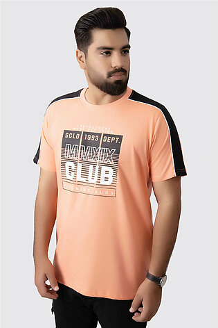 Coral & Black Graphic T-Shirt (Plus Size) - A23 - MT0296P