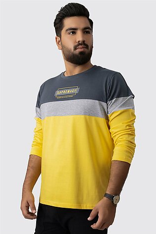 Supremacy Tri-Color Full Sleeve T-Shirt (Plus Size) - W23 - MT0300P