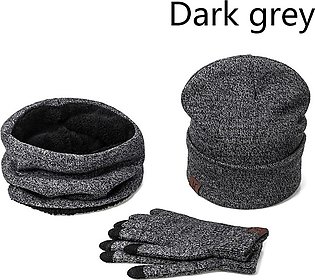 Evrfelan Winter Hat Scarf and Gloves Set for Women and Men Thick 3 Pieces Knitted Beanies Ring Scarf Gloves Solid Winter Beanie