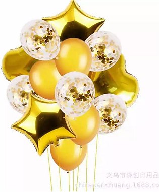 Golden Foil balloons set - 14 balloons for Ramadan decoration and Iftar parties  and Eid decoration - bridal shower decor and anniversary decor