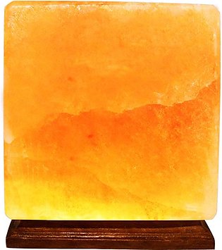 Crystal Rock Himalayan Salt Lamp Cube Shape with Wooden Base & 15-Watt Bulb, UL-Approved Switch/Dimmer Cord Wire