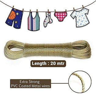Wet Cloth Laundry Rope PVC Best Coated Metal Cloth Drying Wire 20 Metres Nylon Clothes Line For Drying Clothes With 2 Free Hooks for Clothing