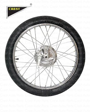 WHEEL COMPLETE BIG HOLE(FRONT) CDI-70 BOX PACK WITH RIM, DRUM, PANEL PLATE, NPL / SPOKES, BEARINGS, & TIRE TUBE ets, ets.