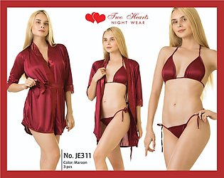 Nighty New Western Gown Style Ladies Night Suit For Women Maroon Beautiful Colour