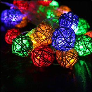 Pack of 20 - Handmade Rattan Balls Cane Lights