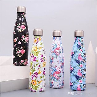 Tropical Floral Print 17 oz 500 Ml Double Walled Vacuum Insulated Stainless Steel Water Bottle Vacuum Flask Travel Mug Thermal Coffee Cup