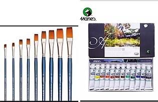 Pack of 2 - Brush Set (Flat) - Acrylic Paints Pack Of 12