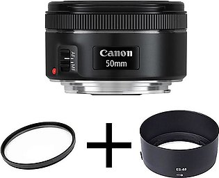 Combo Pack - Canon EF 50mm f/1.8 STM  Lens EF Background Low Light Blur+ ES-68 + UV Filter