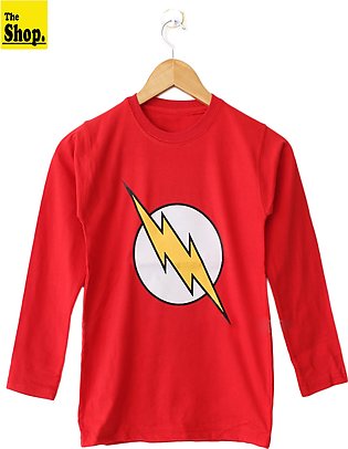 The Shop - FLASH Long Sleeves Red T-Shirt For Men - LS-FRM1