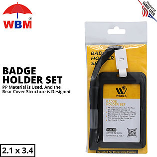 WBM Card Holder, Transparent Cover Suitable for All Kind of ID Cards Moisture and Scratch Protection Badge Holder - Black