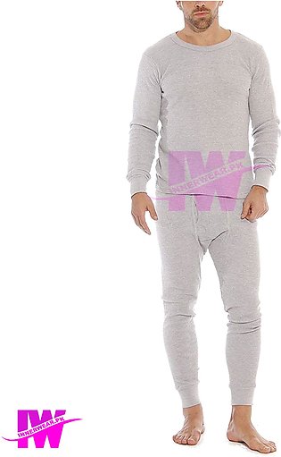 Men Premium Full Body Suit Thermal Body Warmer Skin Tight Stretchable Innerwear Winter Warm Long Johns Trouser Pajama Full Sleeve Shirt Light Grey / Silver