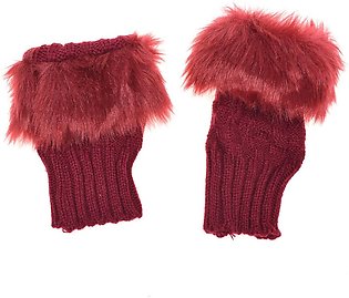 Fancy Winter Women Gloves Plush_Faux_Fur Knitting Wool Keep Warm Short Mitten Fingerless Lady Girl Half Finger Glove