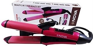 Nova 2 in 1 Hair Curler & Straightener - pink