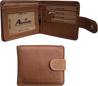 Genuine Leather Trifold Wallet For Men Brown