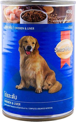 SmartHeart Chicken & Liver Dog Food, Tin, 400g