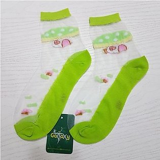 Amazing Cartoon Printed Soft Baby Socks For New Born Babies (Size: 8 To 10 Months) In GREEN Color By Fashion Galaxy