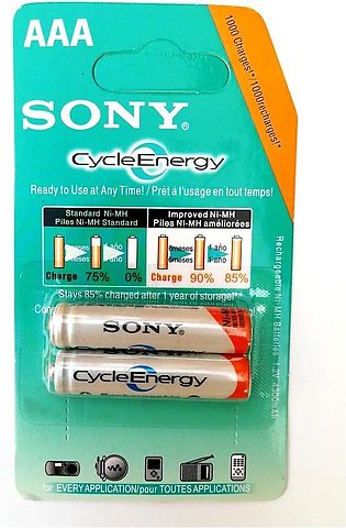 Pack Of 2 Cycle Energy Rechargeable Cell AAA Size