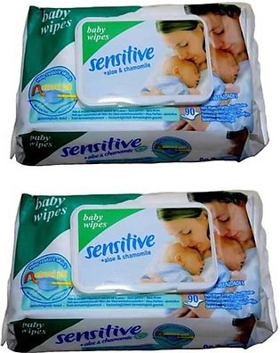 Orignal Pack of 2 Sensitive Baby Wipes With Cap