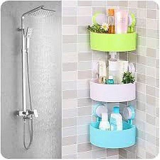 Wall Mounted Bathroom Corner Shelf Suction Cup Plastic Shower Basket Kitchen Wall Rack Shower Room Holder