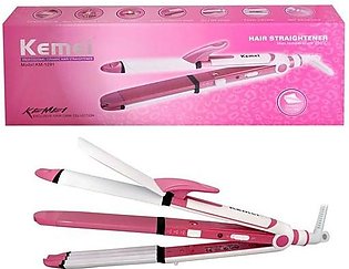 Kemei Hair Straightener 3 in 1 Hair Straightener Roller Curler Crimper 100% Orignal Product Same As Shown in Pictures