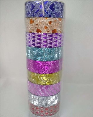 Multicolored & Design Glitter Craft Sticky Paper Decorative Tape – 10pcs