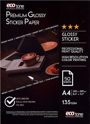 A4 Ecotone Premium Glossy Sticker Paper 50 sheets 135gm