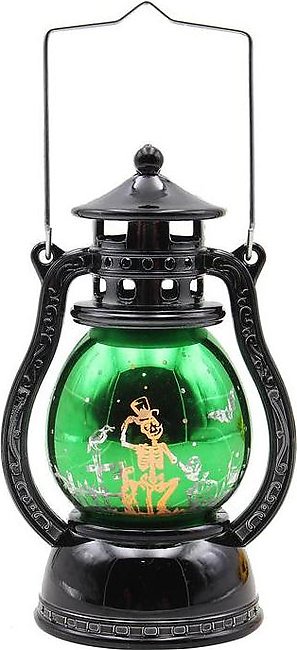 XINQIUS Halloween Lamp Vintage Handheld Lantern Oil Lamp Hanging Decoration Light for Halloween Eve(Green)
