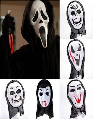 Horror Mask Fancy Dress Make Up Masquerade for Adult Scream Skull Mask - Pack of 6