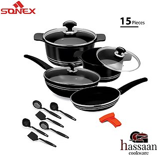 Sonex Die Cast Deluxe Falcon Cookware Set | 15 Pieces | Die cast Cookware Set | Non Stick Cookware set