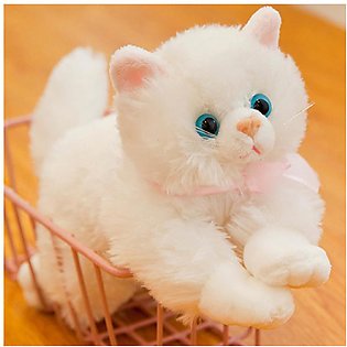Cat Stuffed Animal Soft Cat Plush Toy Persian Cat Stuff Toy White Color 25 cm