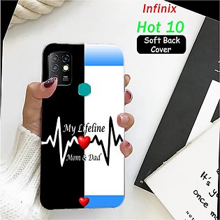 Infinix Hot 10 Back Cover - Mom Dad Soft Case Cover