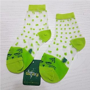 Cute & Latest Baby Toddler Transparent Net Socks In Green Color-( 5 To 7 Months )